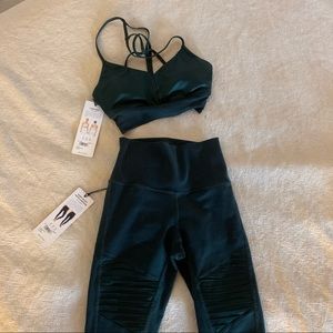 ALO Top + Bottom Set! Forest Green Moto NWT*